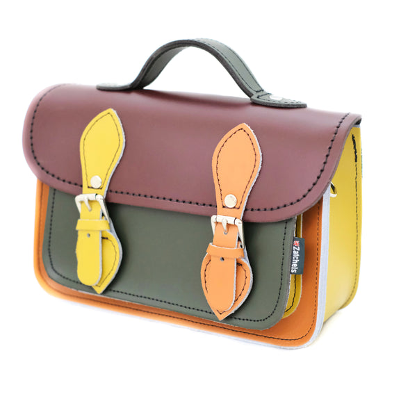 Handmade Leather Micro Satchel - Autumnal Kaleidoscope