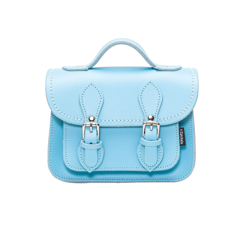 Pastel Baby Blue Leather Micro Satchel - Micro Satchel - Zatchels