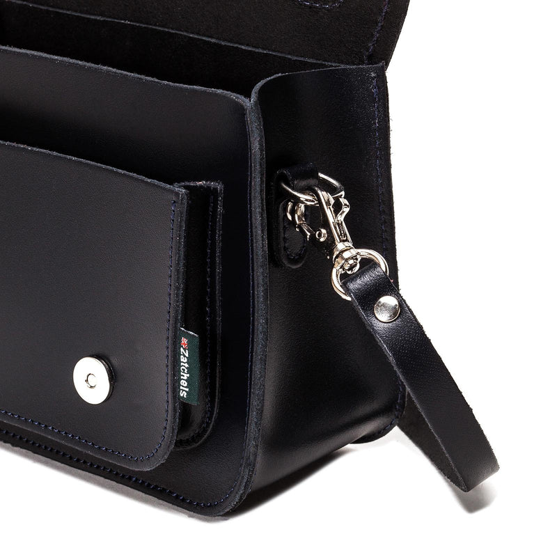 Zatchels Black Handmade Leather Micro Satchel 18cm 7in