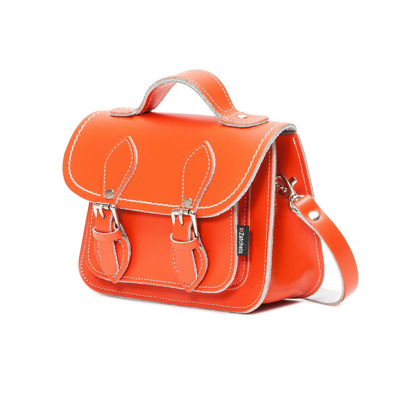 Orange Leather Micro Satchel - Micro Satchel - Zatchels