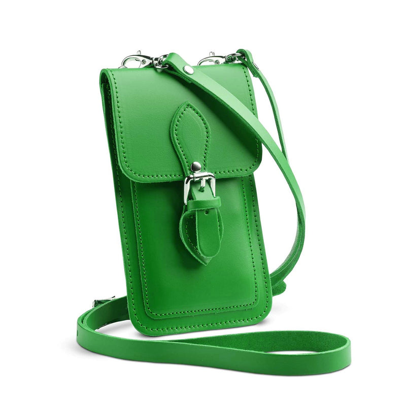 Handmade Leather Mobile Phone Pouch Plus - Green
