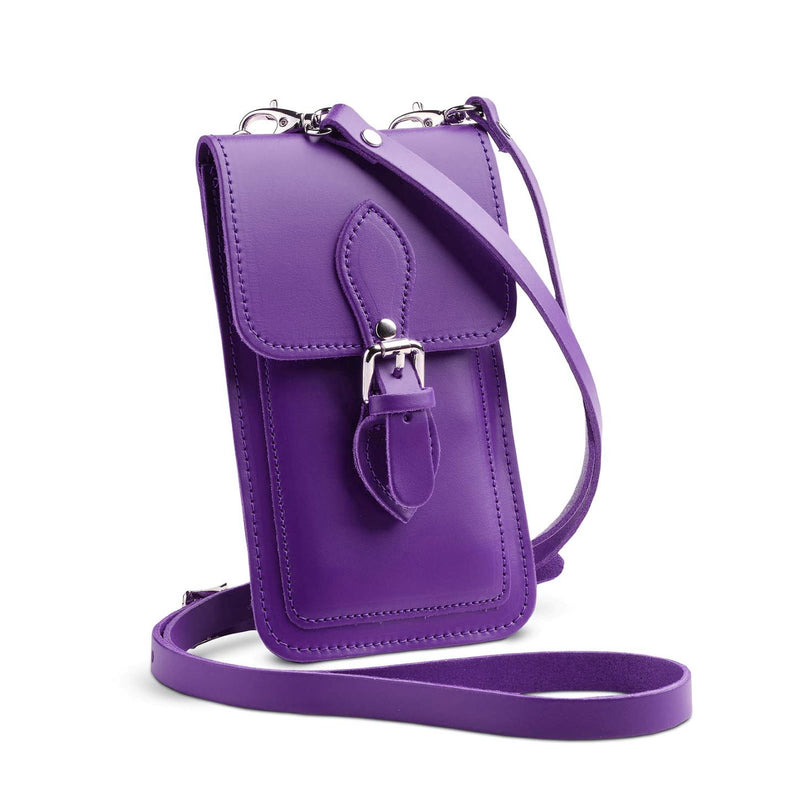 Handmade Leather Mobile Phone Pouch Plus - Purple