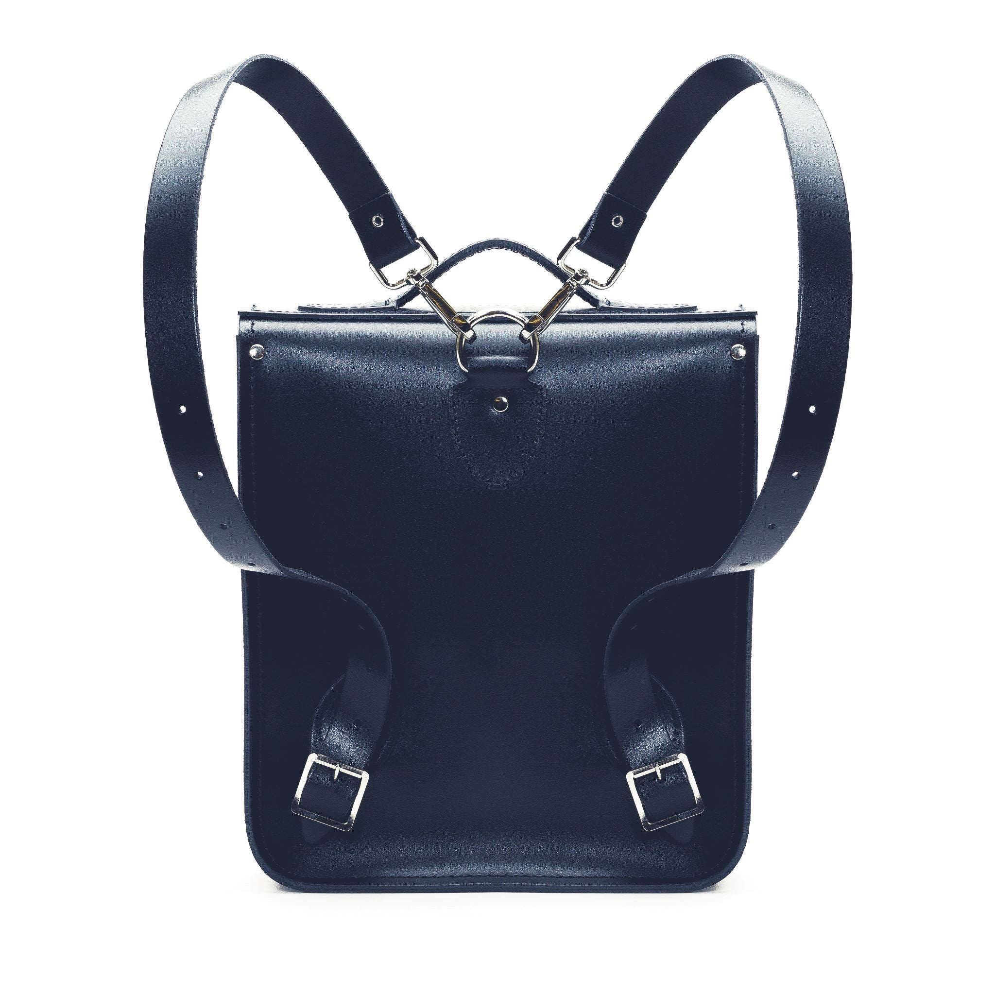 Zatchels Navy Blue Handmade Leather City Backpack 2 Sizes