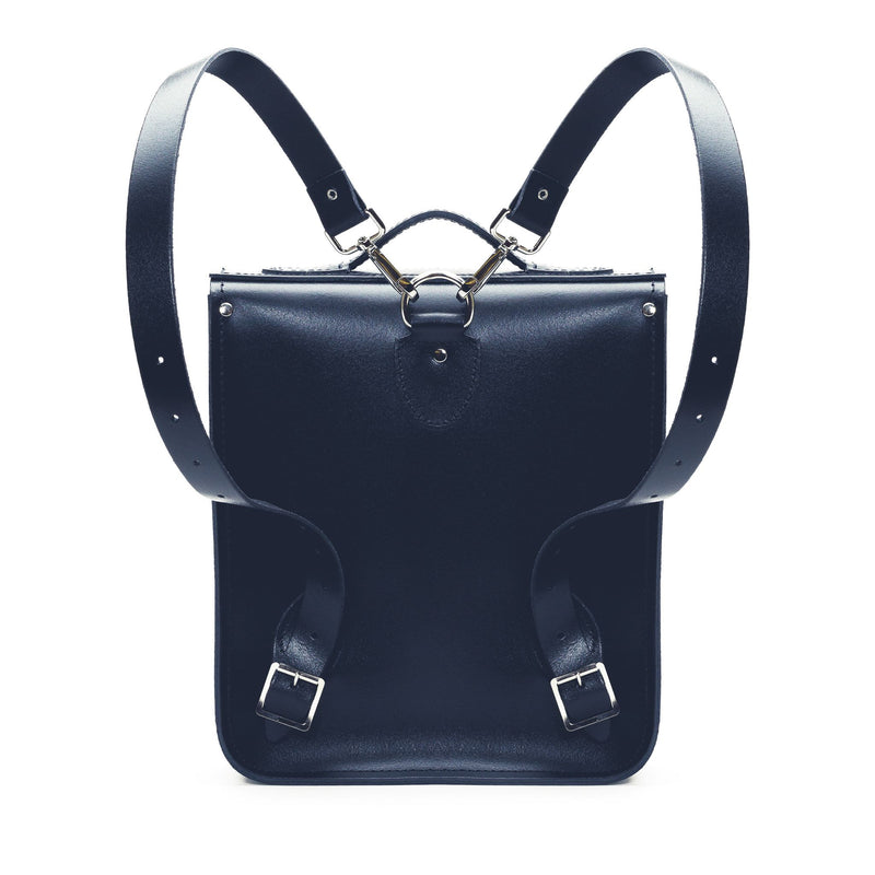 Handmade Leather City Backpack - Navy Blue