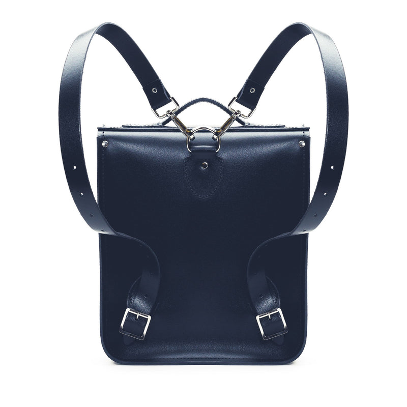 Zatchels Navy Blue Handmade Leather City Backpack Sizes