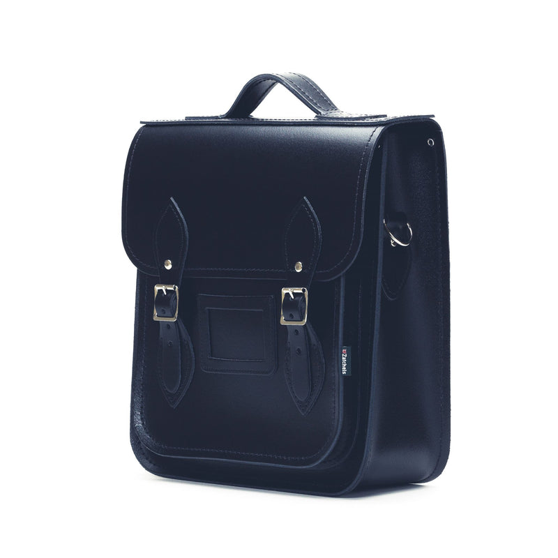 Handmade Leather City Backpack - Navy Blue