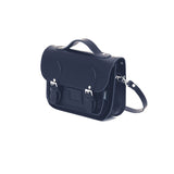 Leather Midi Satchel - Navy