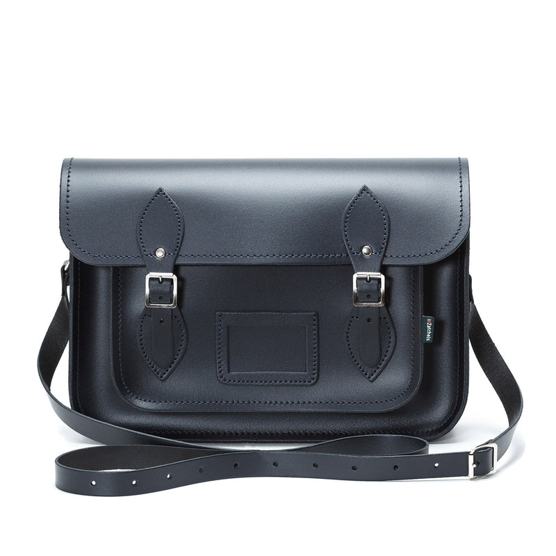 Navy Leather Satchel - Satchel - Zatchels