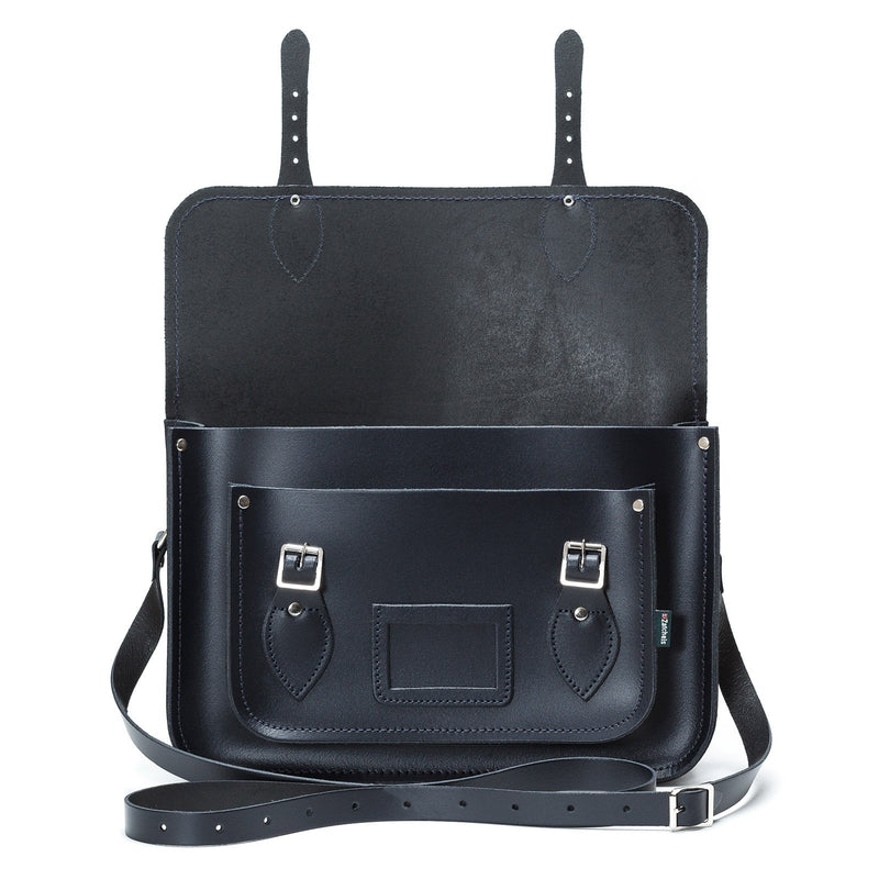 Navy Leather Satchel - Satchel - Zatchels