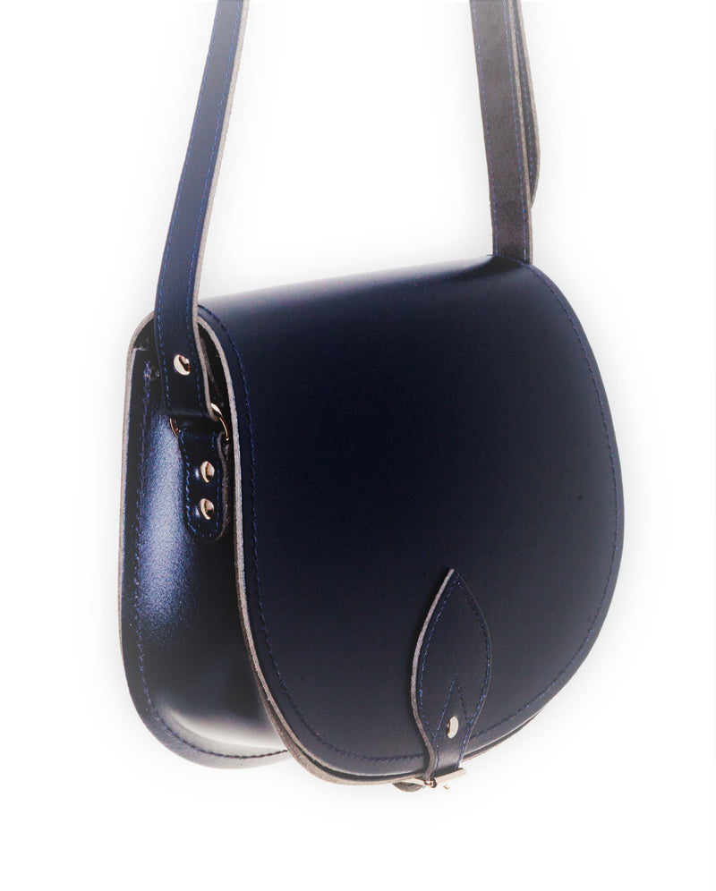 Handmade Leather Saddle Bag - Navy