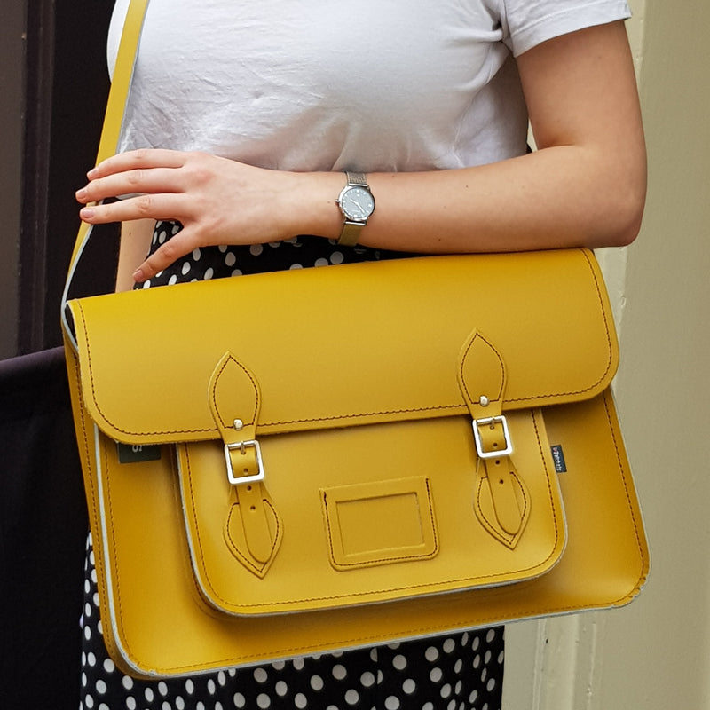 Handmade Leather Satchel - Yellow Ochre