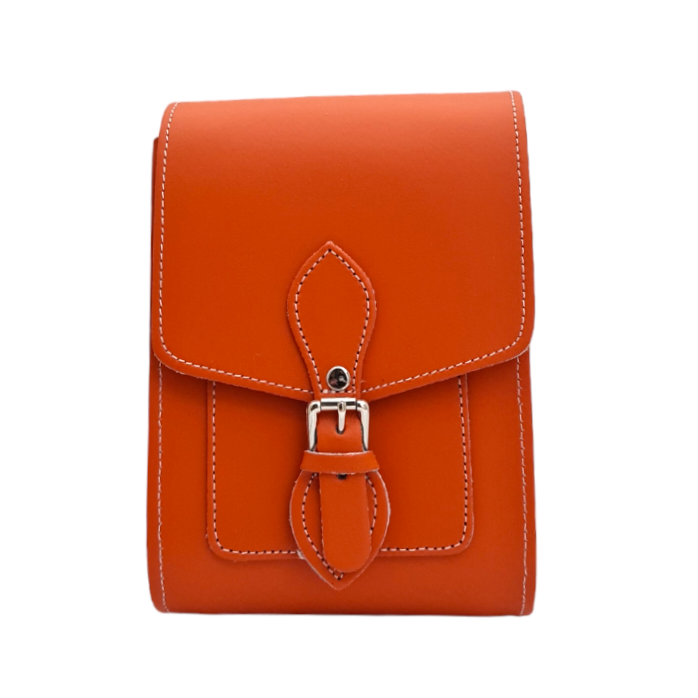 Handmade Leather Festival Phone Bag - Orange