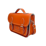 Leather Midi Satchel - Orange