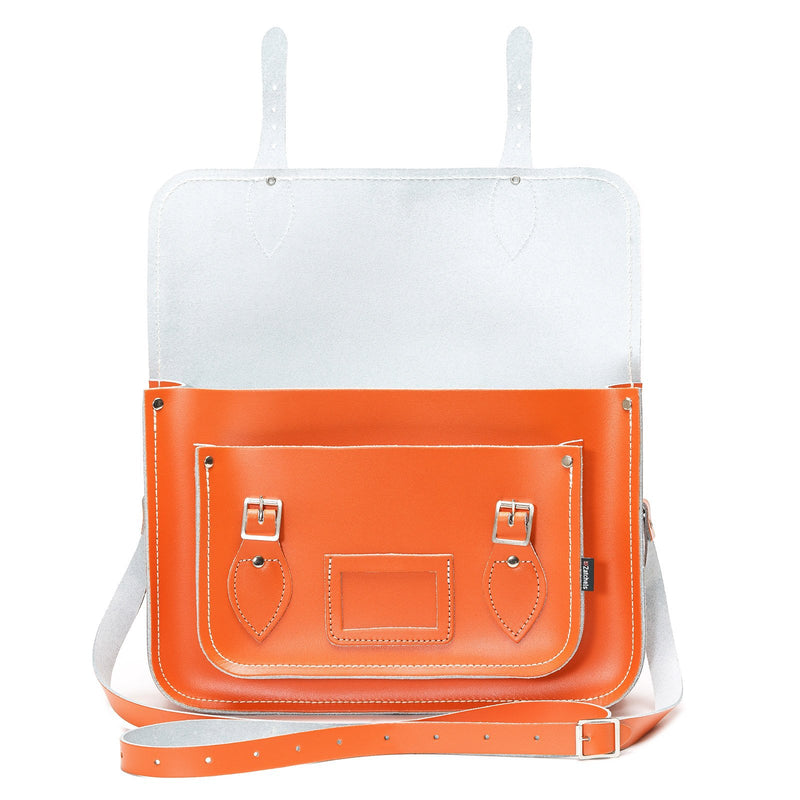 Orange Leather Satchel - Satchel - Zatchels