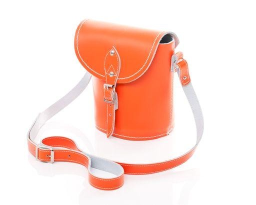 Handmade Leather Barrel Bag - Orange