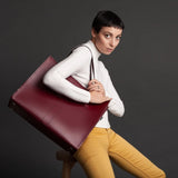 Handmade Leather Shopper - Magenta