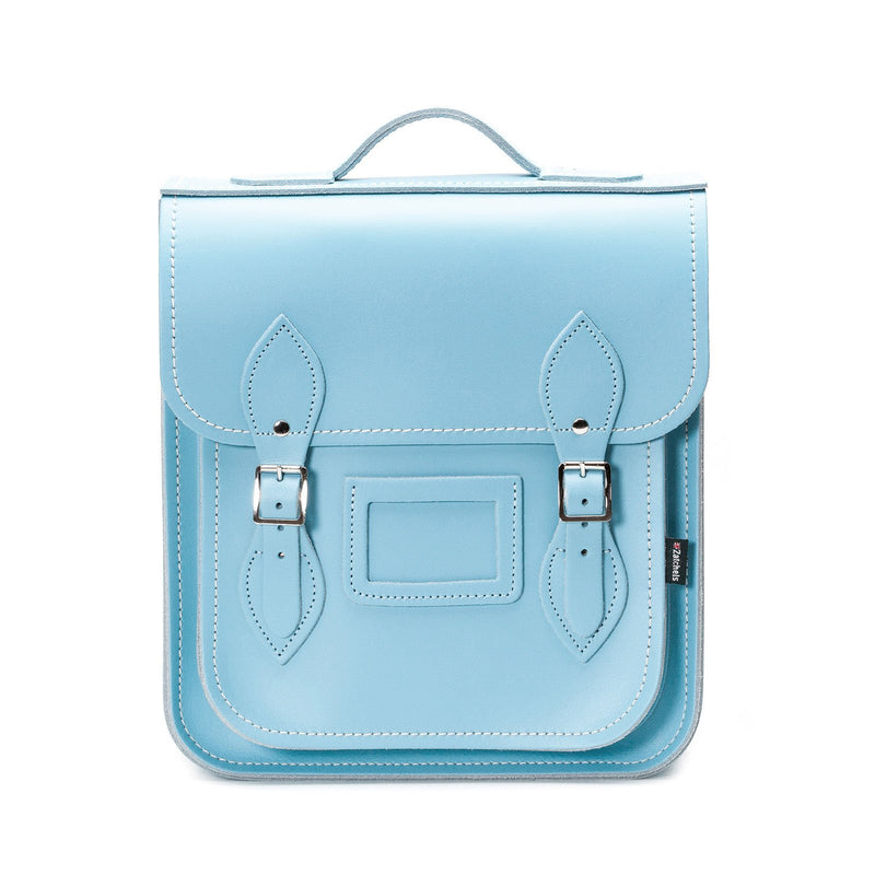 Pastel Baby Blue Leather City Backpack - Backpack - Zatchels