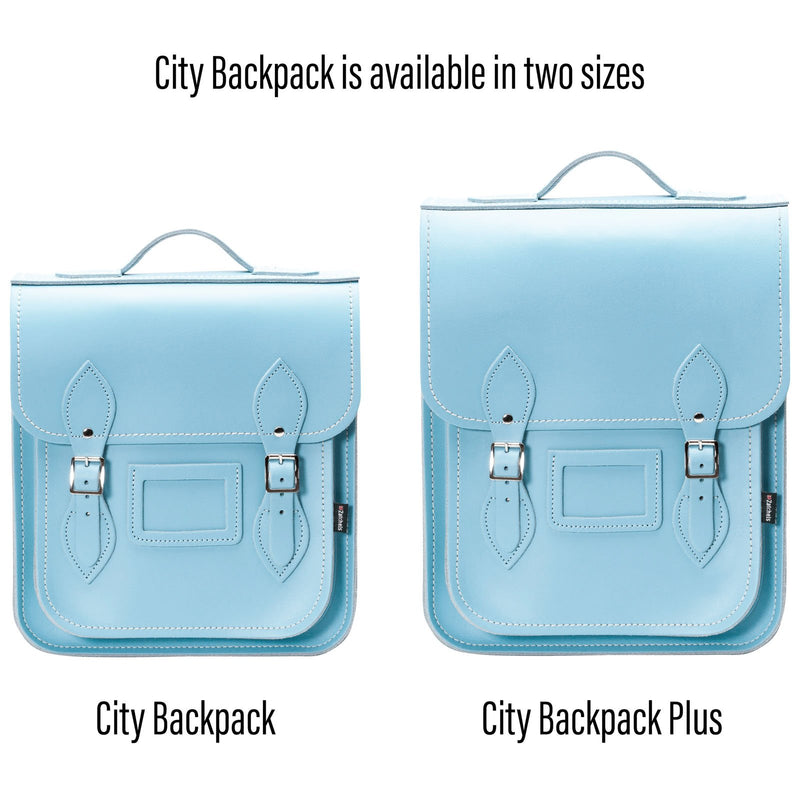 Pastel Baby Blue Leather City Backpack - Backpack - Zatchels