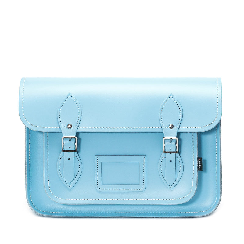 Pastel Baby Blue Leather Satchel - Satchel - Zatchels