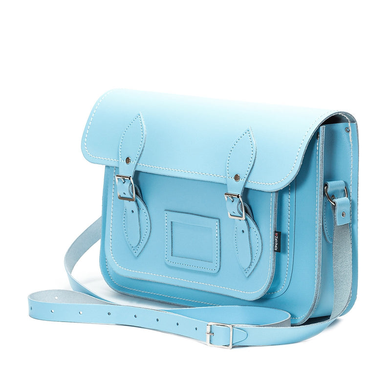 Pastel Baby Blue Leather Satchel - Satchel - Zatchels