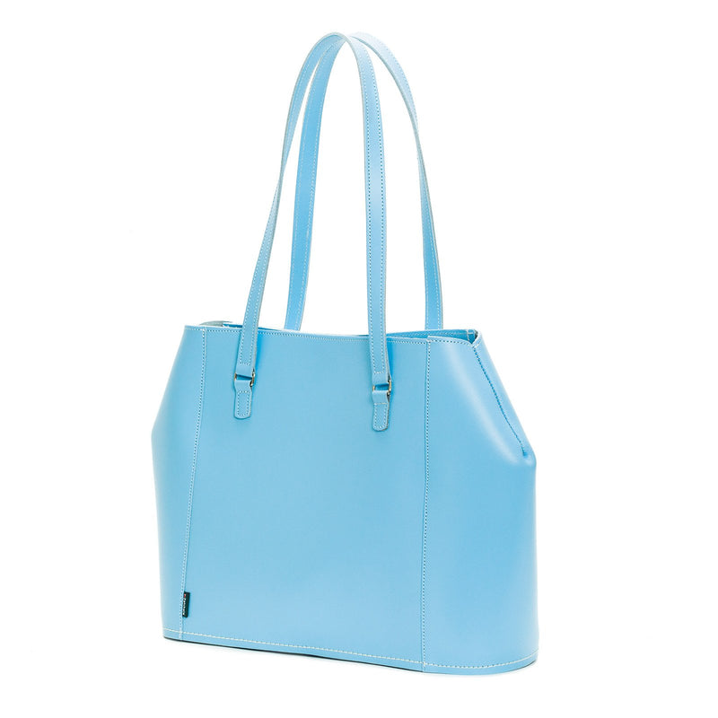 Pastel Baby Blue Leather Tote Bag - Tote - Zatchels