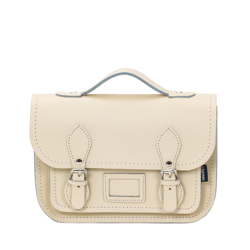 Pastel Cream Leather Midi Satchel - Midi Satchel - Zatchels