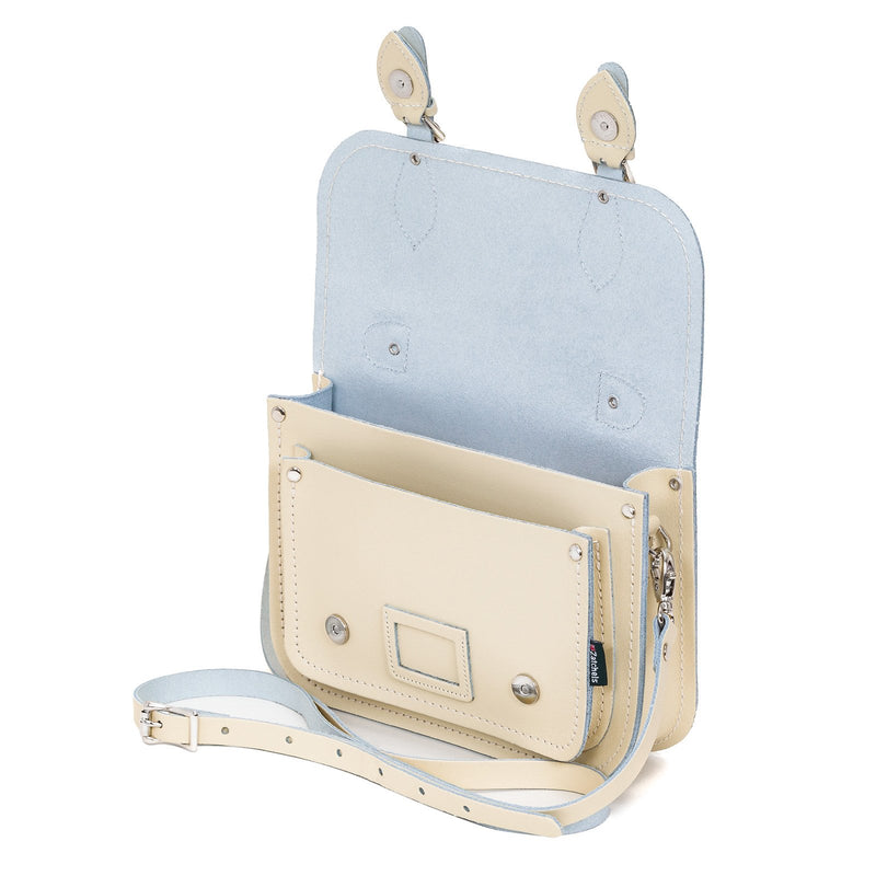 Pastel Cream Leather Midi Satchel - Midi Satchel - Zatchels