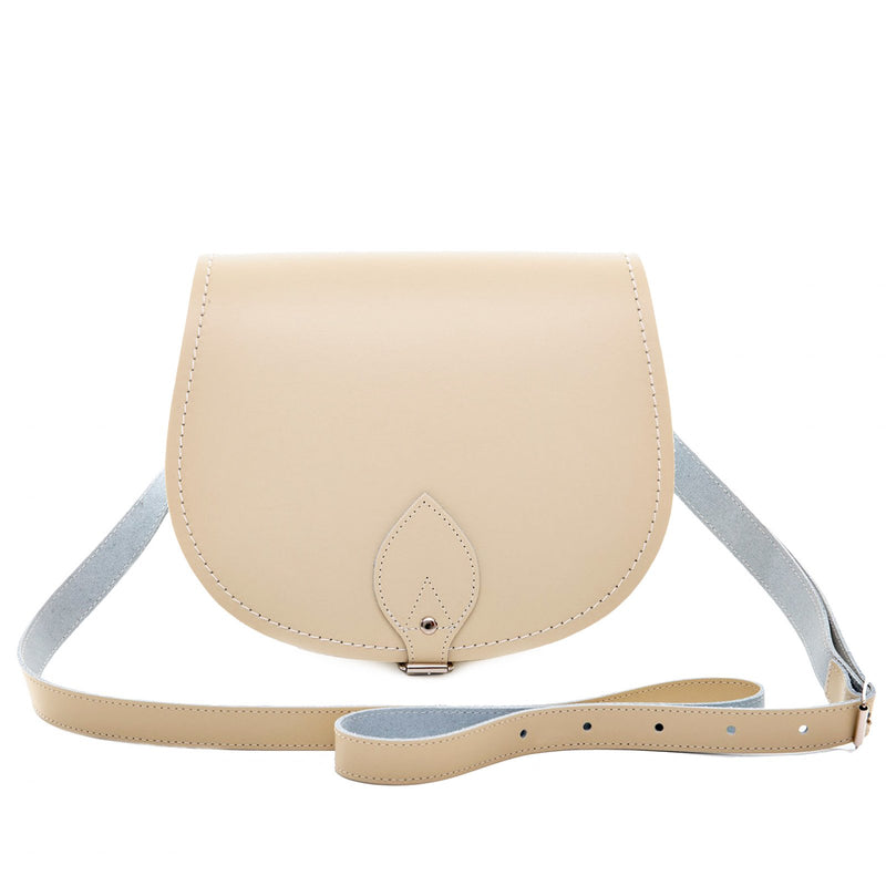 Pastel Cream Leather Saddle Bag - Saddle Bag - Zatchels