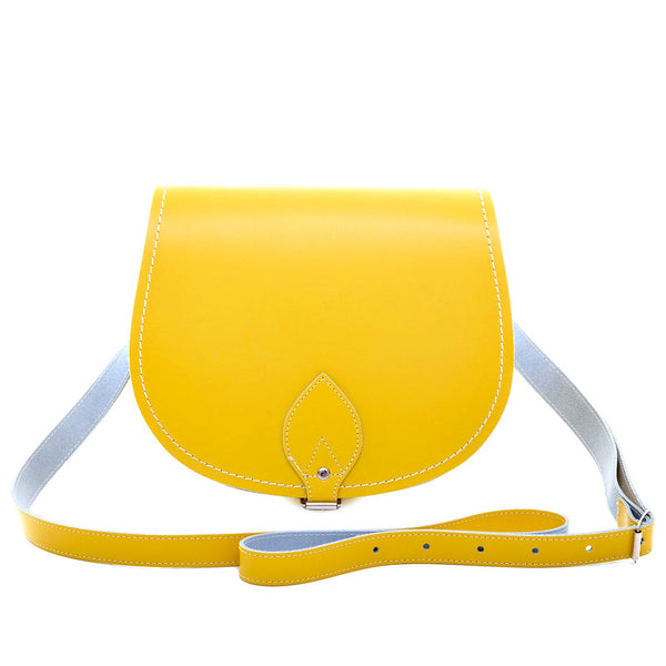 Pastel Daffodil Yellow Leather Saddle Bag - Saddle Bag - Zatchels