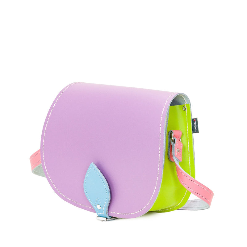 Pastel Kaleidoscope Leather Saddle Bag - Saddle Bag - Zatchels