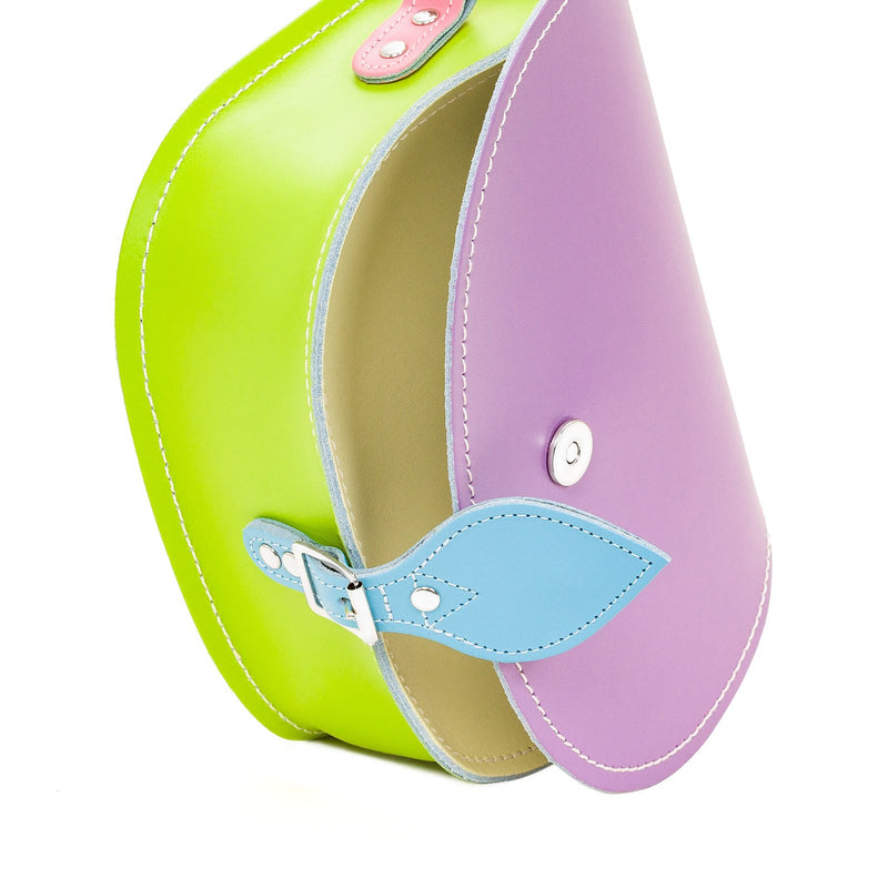 Pastel Kaleidoscope Leather Saddle Bag - Saddle Bag - Zatchels