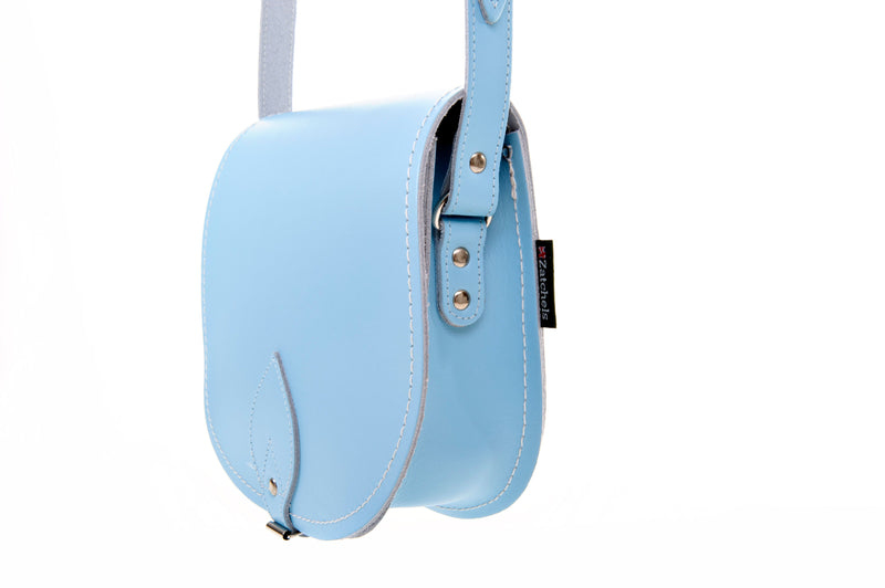 Handmade Leather Saddle Bag - Pastel Baby Blue