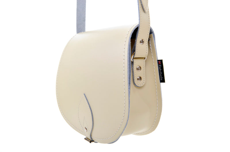 Handmade Leather Saddle Bag - Pastel Cream