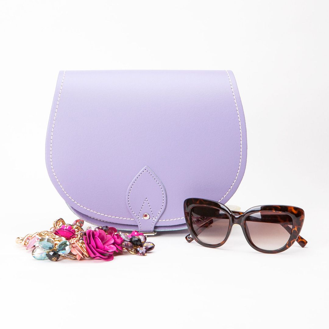 Handmade Leather Saddle Bag - Pastel Violet