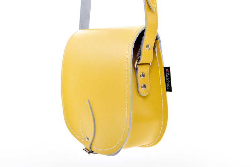 Zatchels Pastel Daffodil Yellow Handmade Leather Saddle Bag