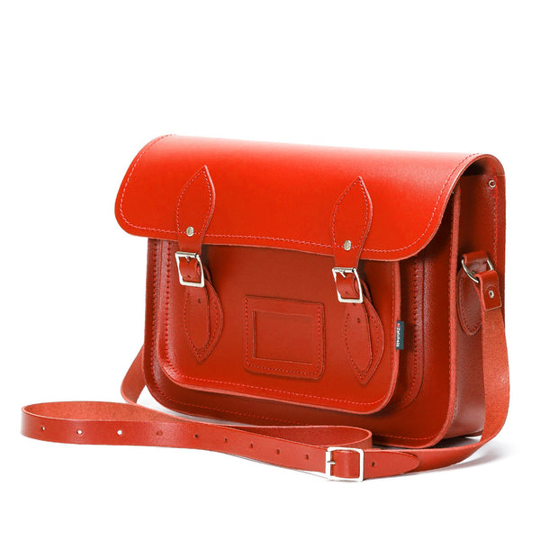 Handmade Leather Satchel - Pillar Box Red