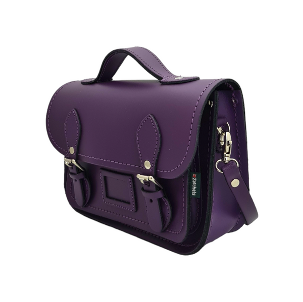 Leather Midi Satchel - Purple