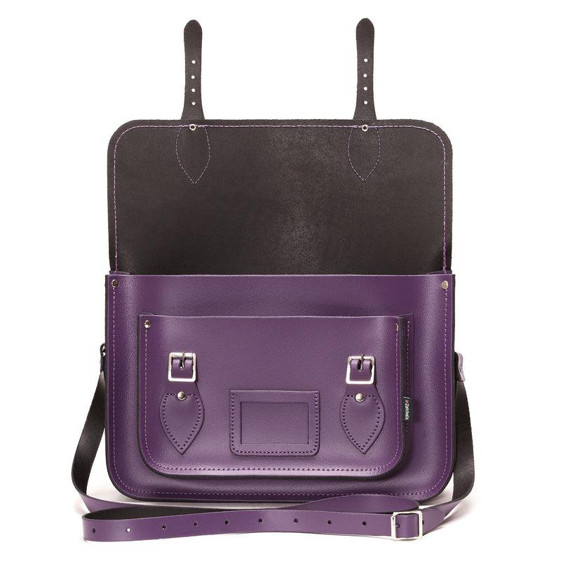 Purple Leather Satchel - Satchel - Zatchels