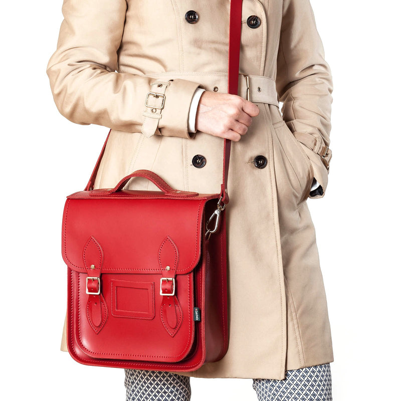 Zatchels Red Handmade Leather City Backpack 2 Sizes