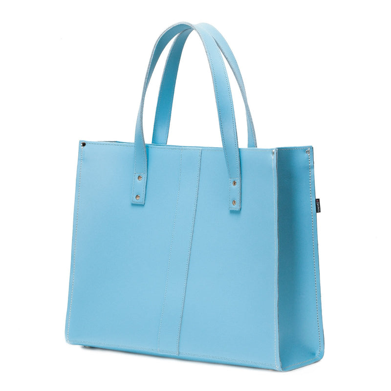 Pastel Baby Blue Leather Shopper - Shopper - Zatchels