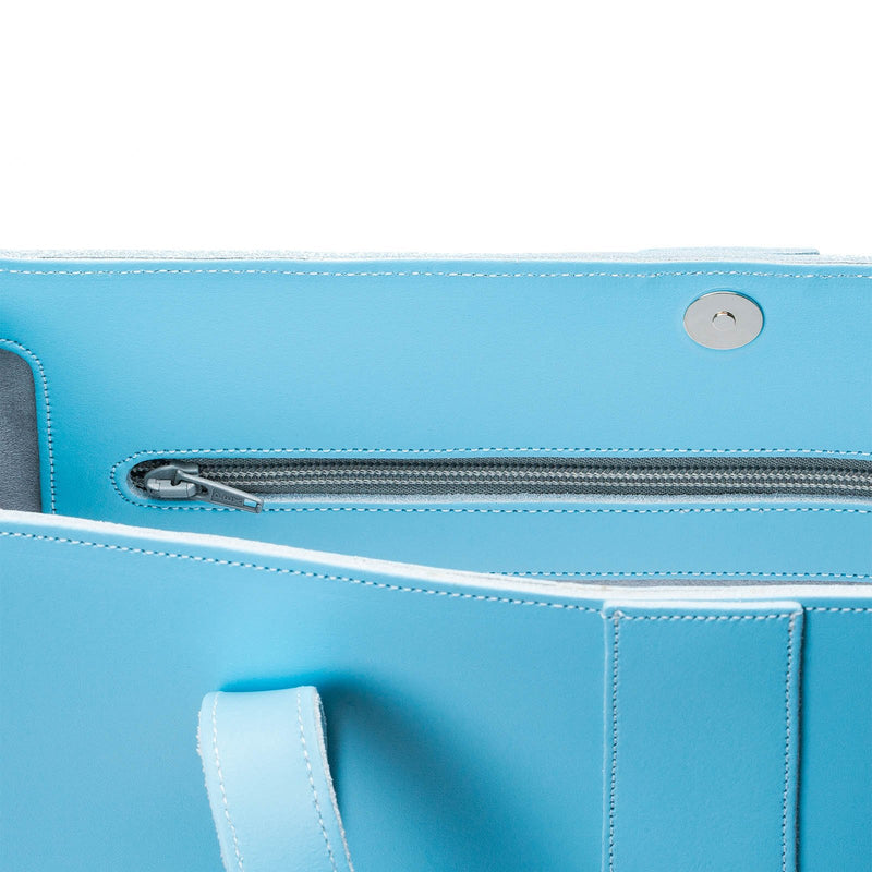 Pastel Baby Blue Leather Shopper - Shopper - Zatchels