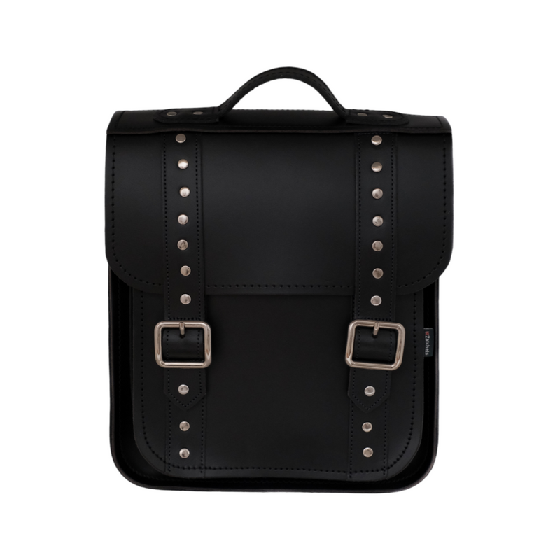 Handmade Leather City Backpack Black Gothic Studded