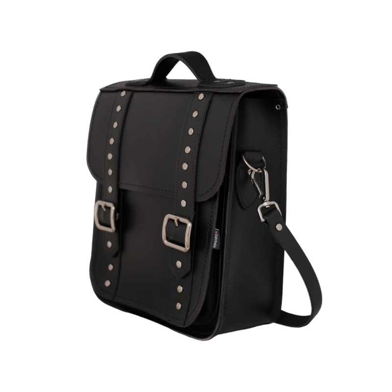 Zatchels Gothic Black Studded Handmade Leather City Backpack