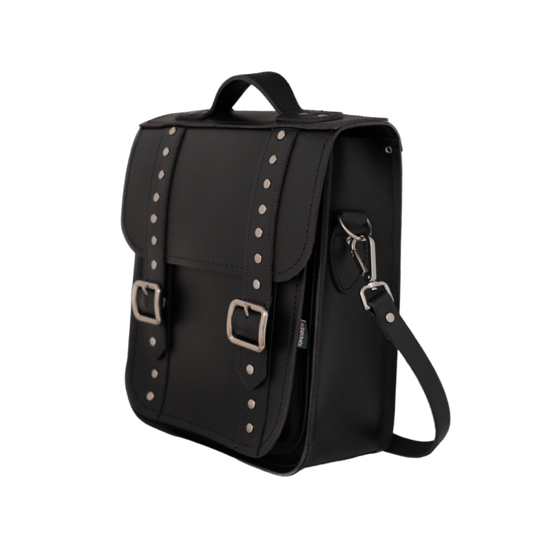 Handmade Leather City Backpack - Black Gothic Studded