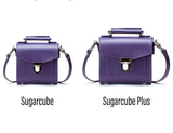 Handmade Leather Sugarcube Handbag - Purple