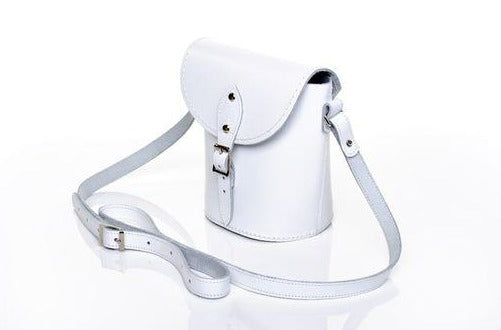 Handmade Leather Barrel Bag - White