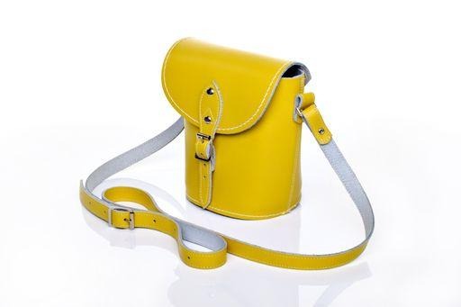 Handmade Leather Barrel Bag - Pastel Daffodil Yellow